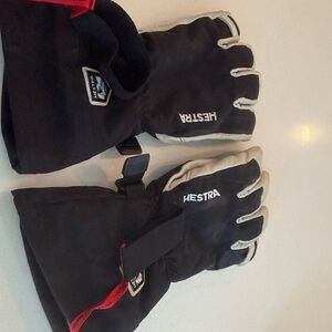 Hestra Army Leather Heli Gloves Black & White size 10